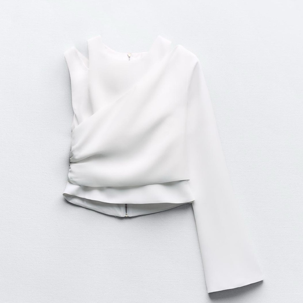 zara cut out one shoulder crop one sleeve top - Picture 2 of 4